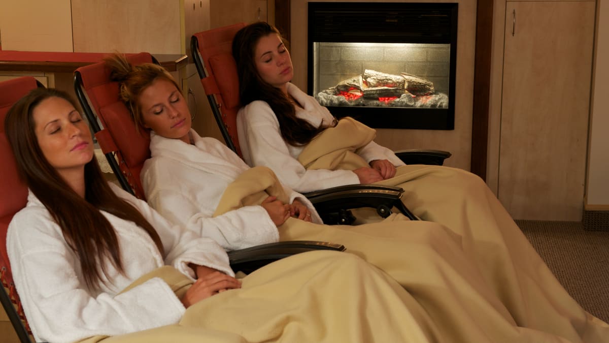 Women enjoying relaxation facilities.