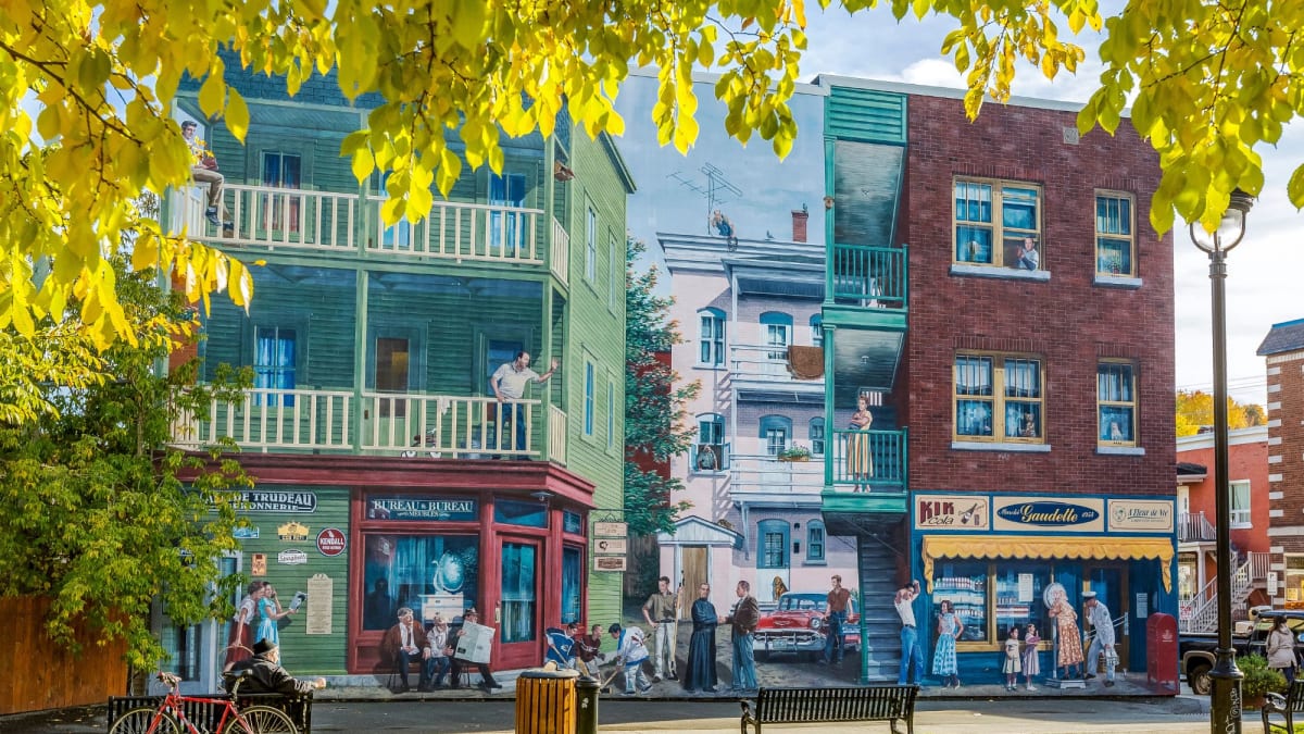 Mural-painted buildings