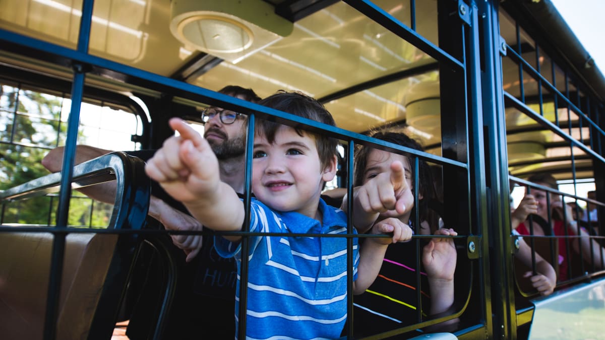 Des enfants dans un train.