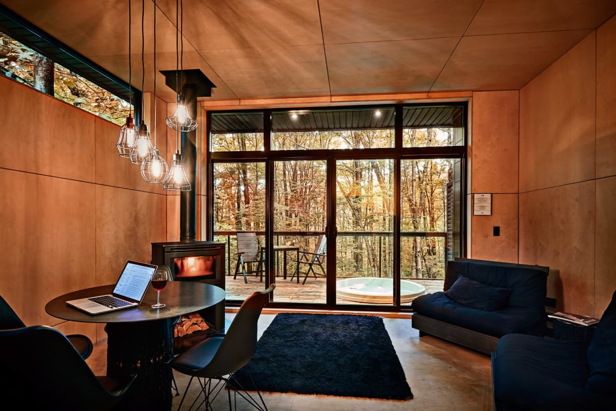 Les chalets de cabin Sutton en automne.