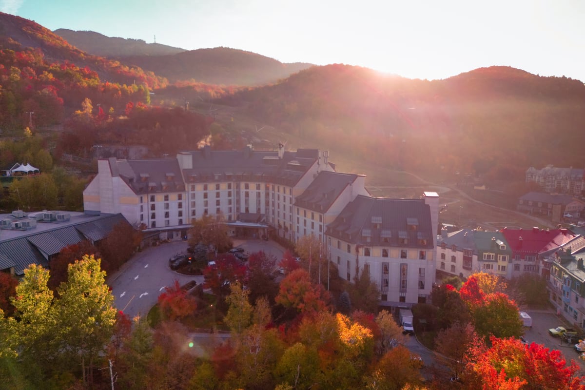 Exterior of Fairmont Tremblant in autumn