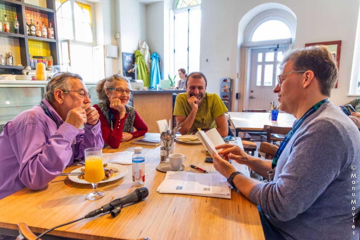 Discussion group at the Festival international de poésie de Trois-Rivières.