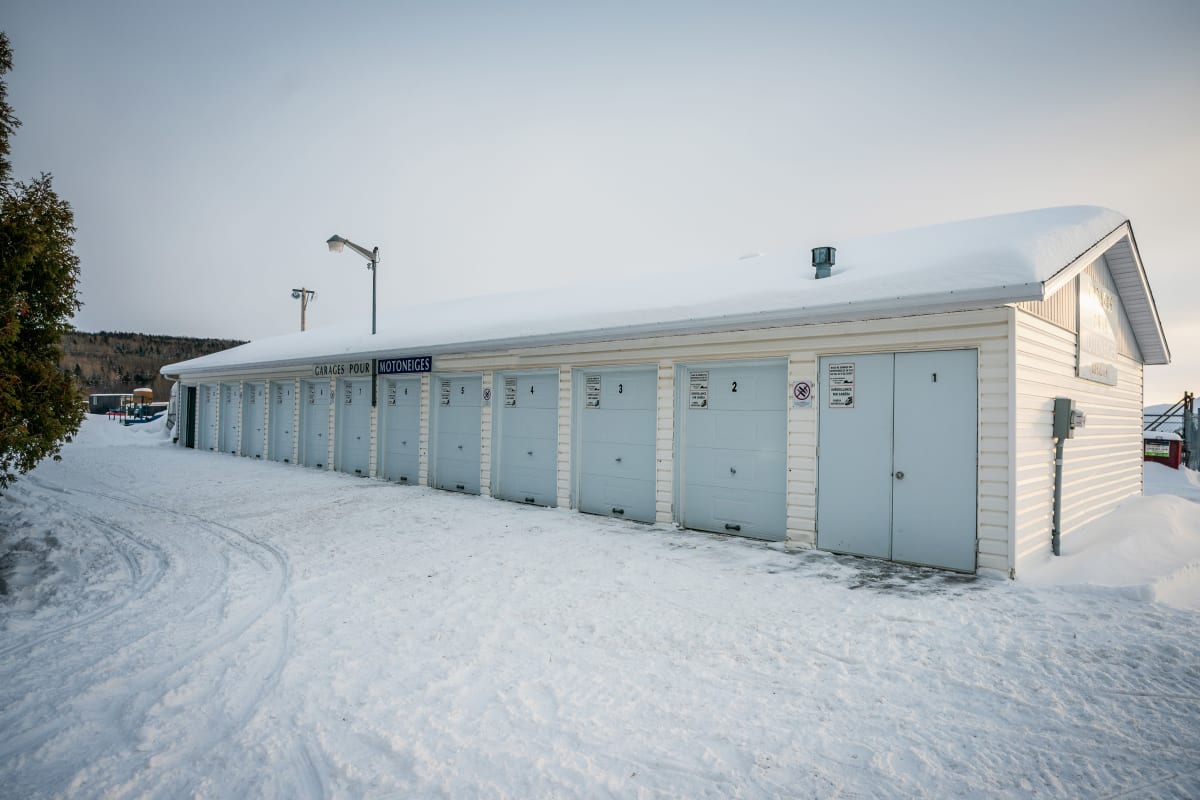 Snowmobile garage at Hôtel Universel Rivière-du-Loup.