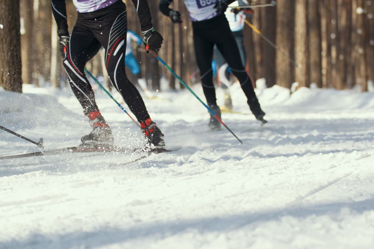 Skieurs au parc national des iles-de-boucherville.