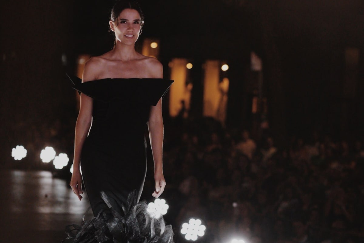 Model at a fashion show at ItalfestMTL.
