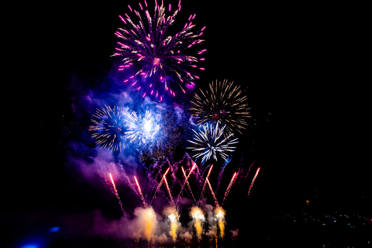 Fireworks at Fête du Lac des Nations.