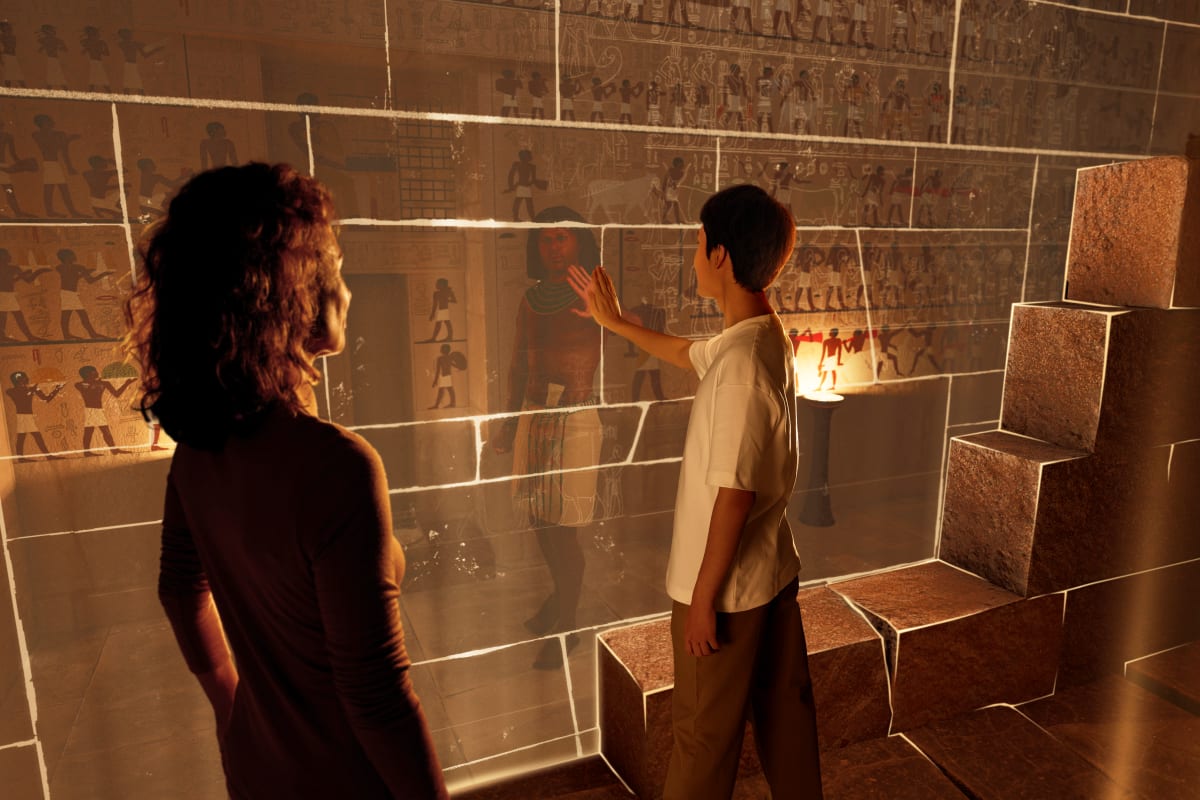 Inside of a pyramid.