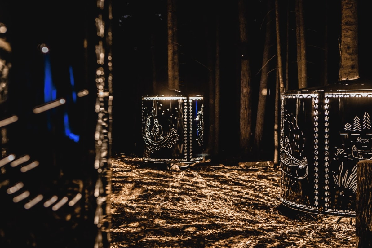 Illuminated section of the Onhwa' Lumina nighttime trail.