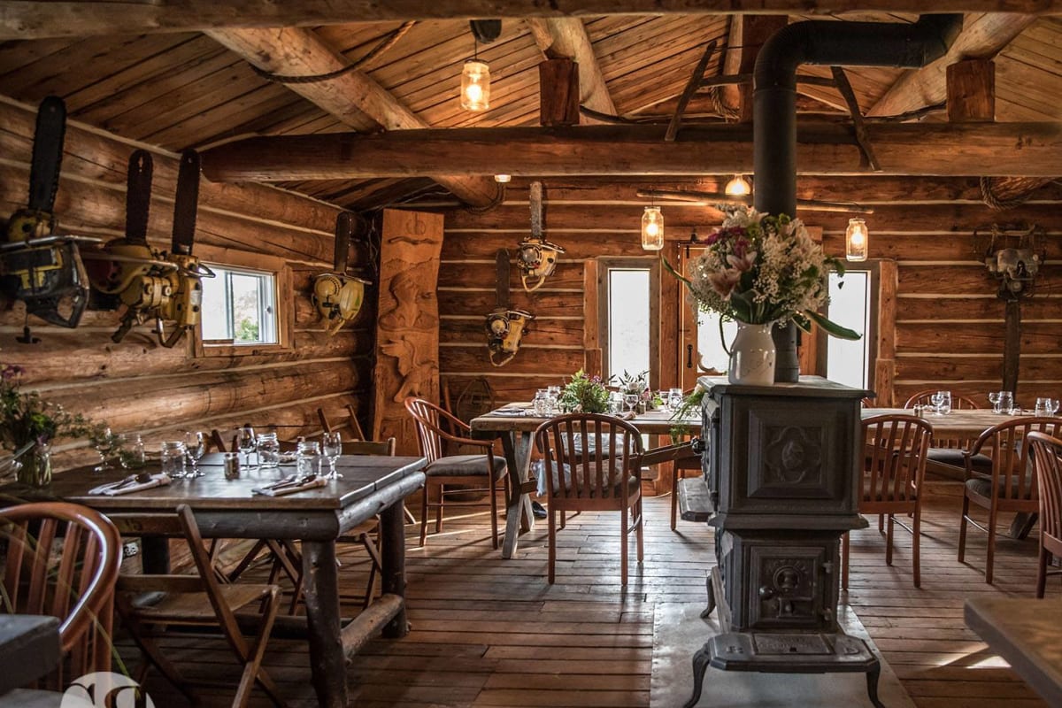 Interior of the Cookerie, the Loggers' Village’s cookhouse