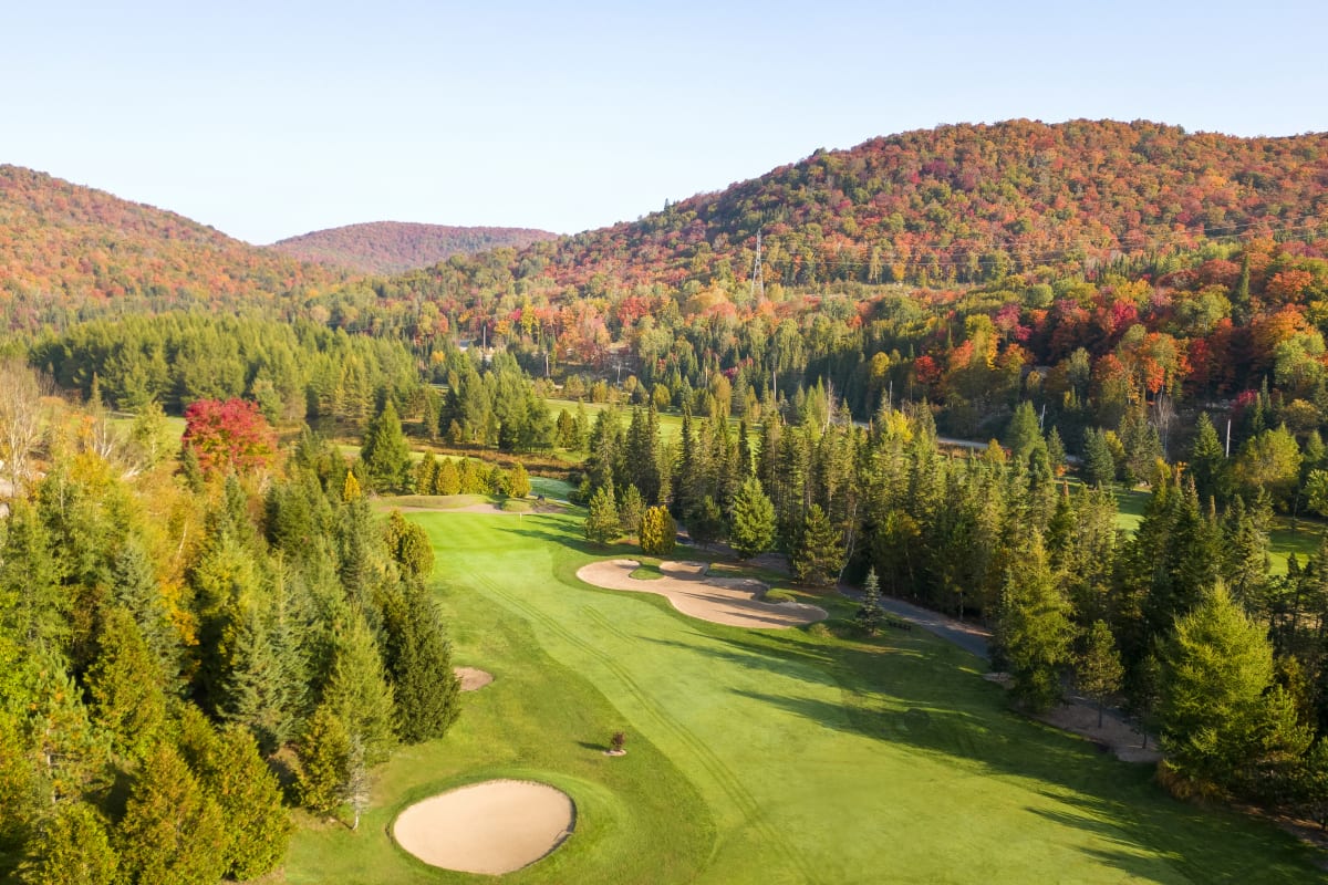 Aerial view of the Royal Laurentian Golf Club in the fall.