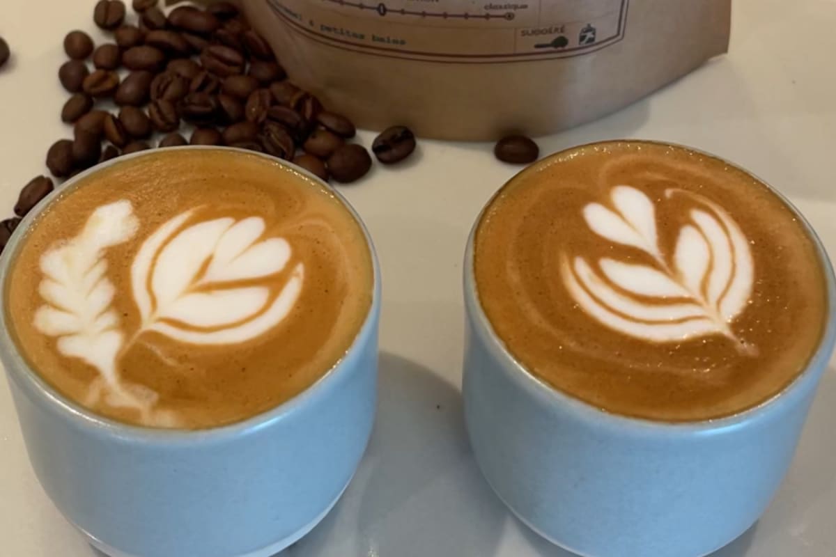 Two lattes at Ratatouille.