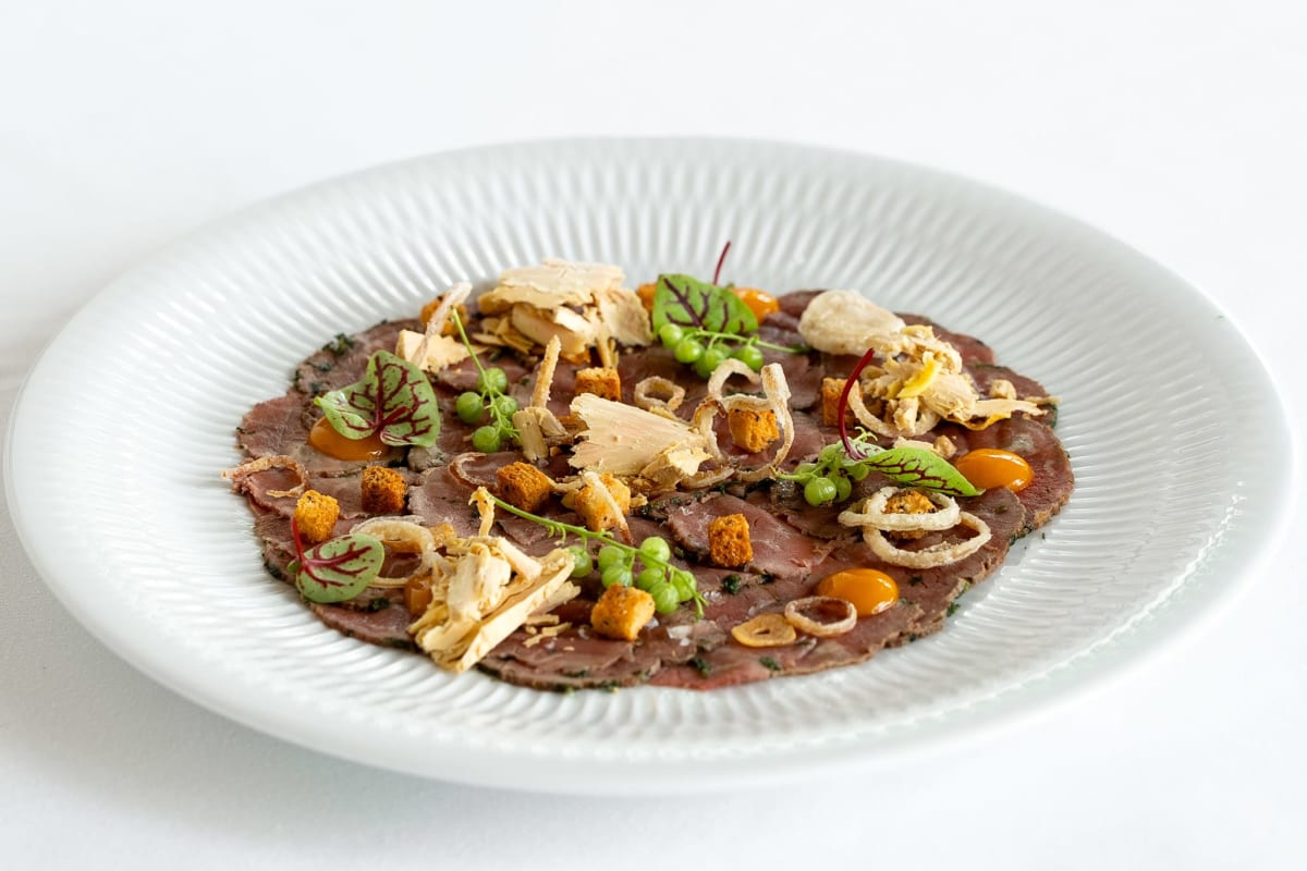 A gourmet dish made with mushrooms.