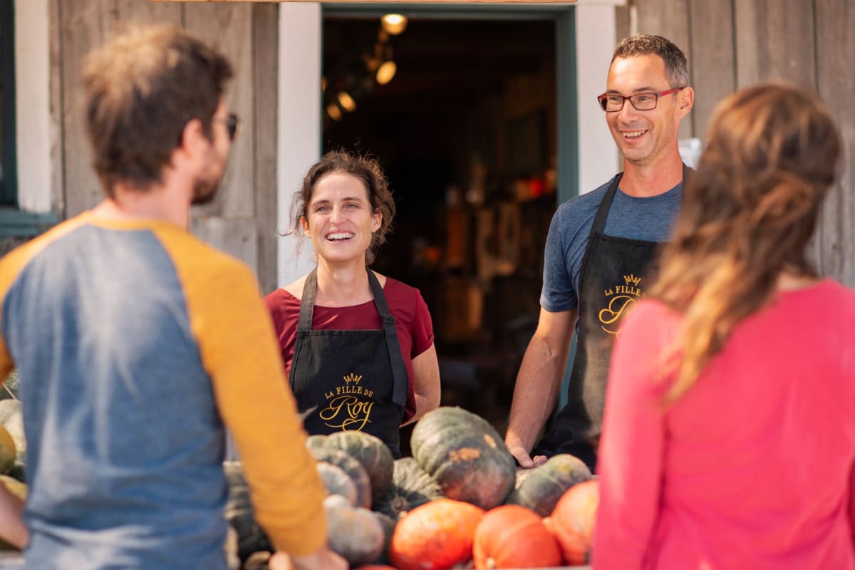 Pumpkin kiosk at Ferme Fille du Roy.