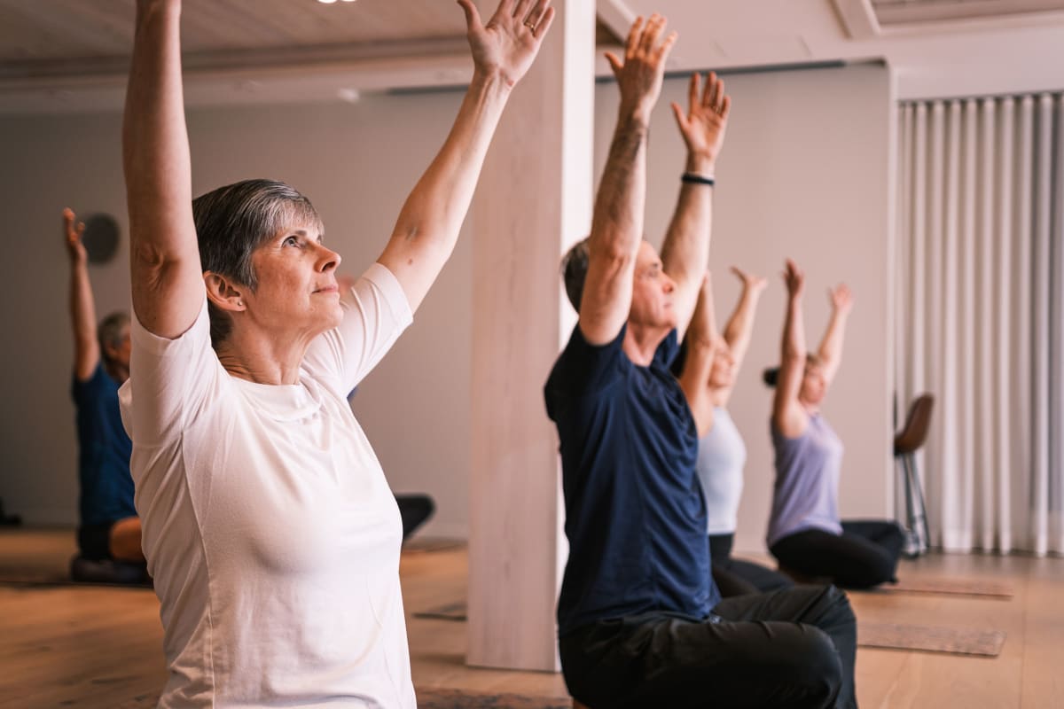 People doing yoga at Spa Eastman.