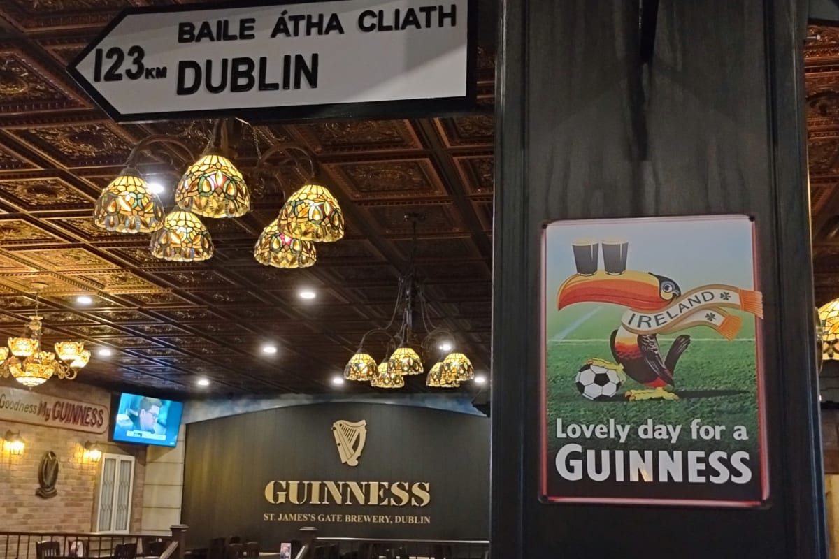 Guinness metal posters in an Irish pub. 