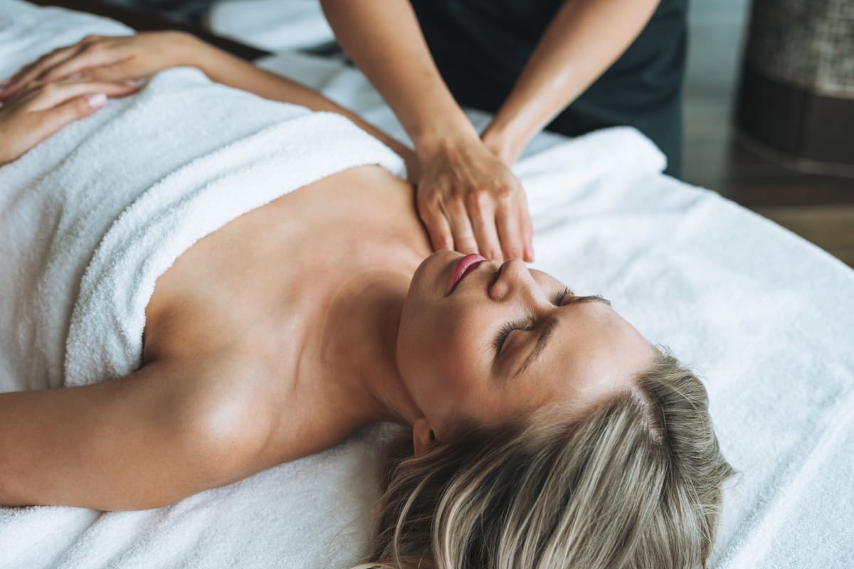 Woman receiving a massage.