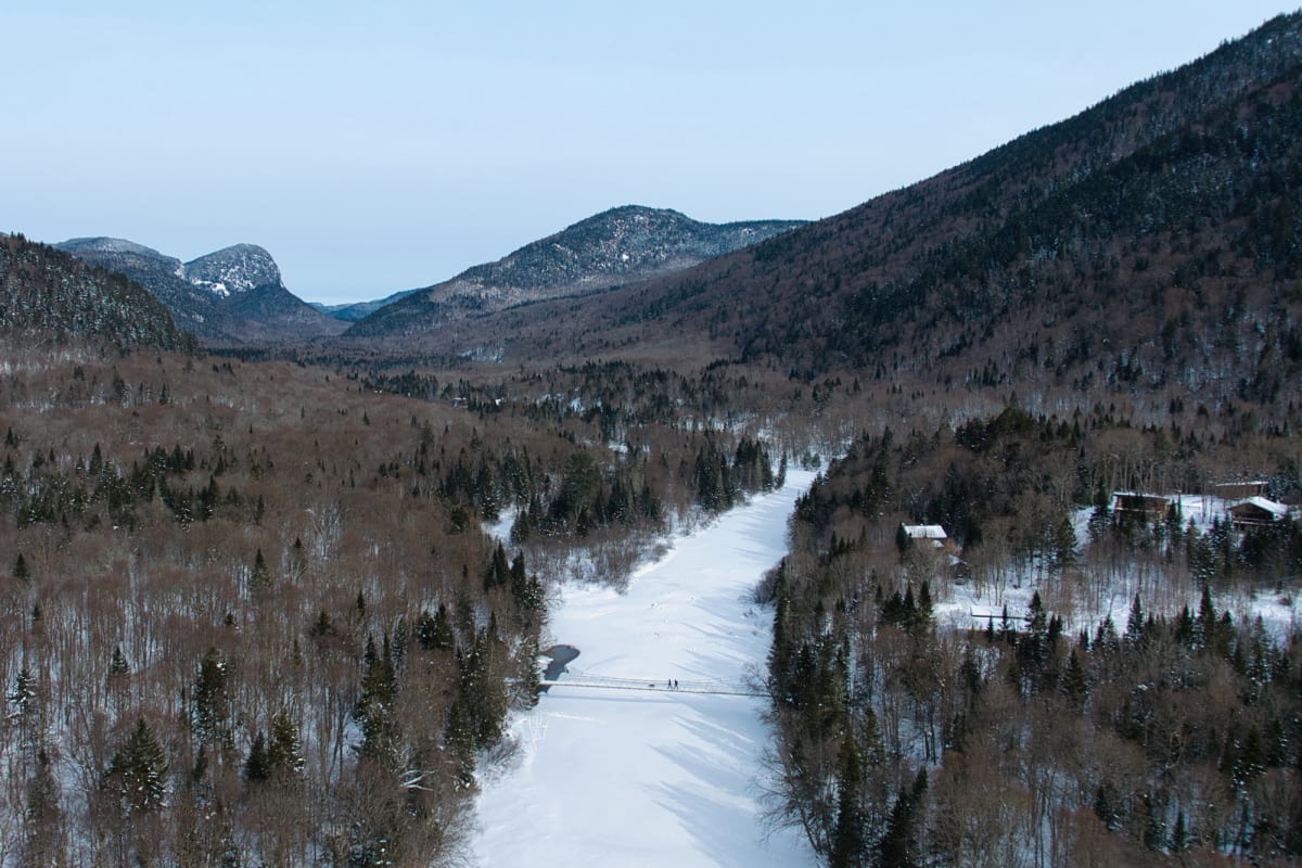 Aerial view of nature in winter. 