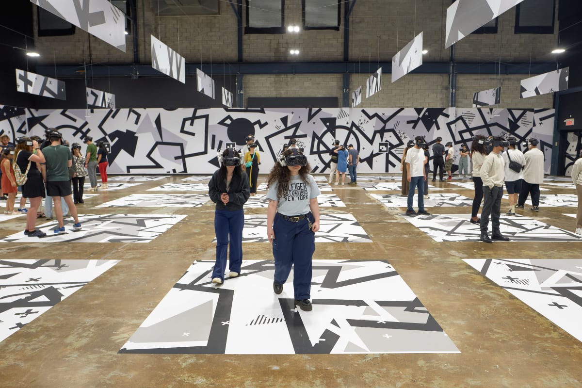 Participants in a virtual reality activity.