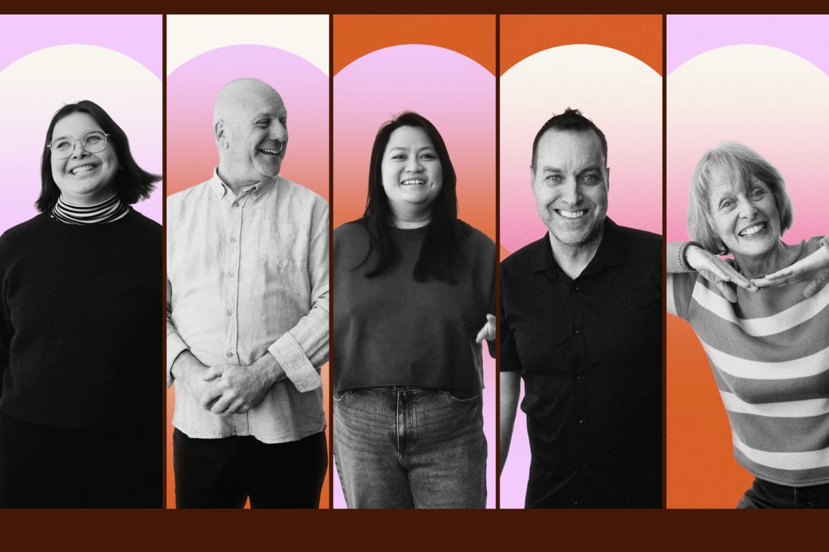 Voix urbaines - Montage photographique de 5 personnes souriantes.