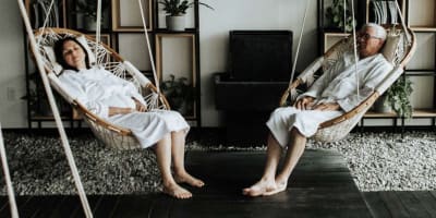 Couple relaxing in a rest area