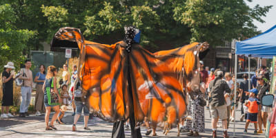 Déguisement papillon dans la ville