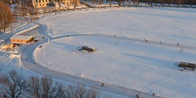 Vue aérienne de l'Anneau de glace des plaines d'Abraham.