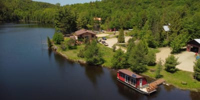 Aerial view of the floating cottage. 