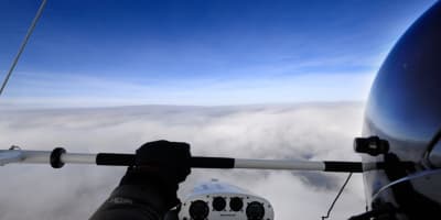 Motorized ultralight flight in winter.