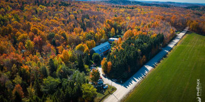 Aerial view of an autumn scenery - La Balade Gourmande.