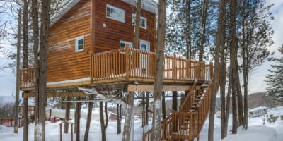 Prêt-à-camper en hiver au Camping Aventure Mégantic.