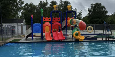 Swimming pool and water slides.