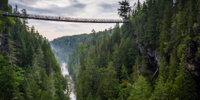 Suspended footbridge.