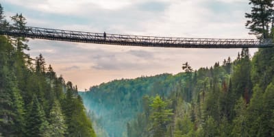 Suspended footbridge.