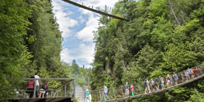 Suspension bridges at Canyon Sainte-Anne.