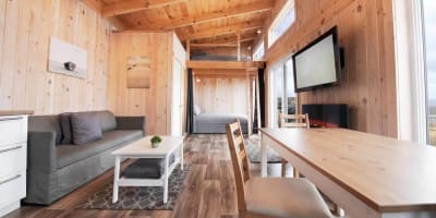 Intérieur de l'un des Chalets Nautika Gaspésie.