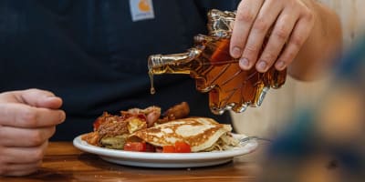 Sugar shack meal at Érablière du Village.