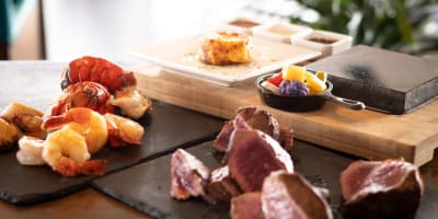Dinner hot-stone cooking.