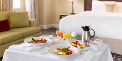 Breakfast in room at Fairmont Le Manoir Richelieu.