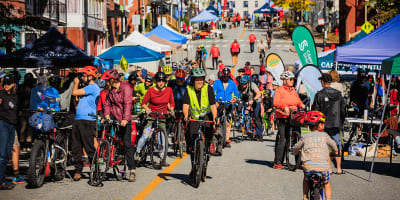 Cyclistes à la Fête du vélo de Sherbrooke.