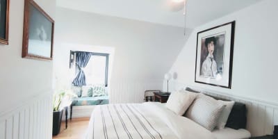 Bedroom at the La Tremblante B&B.
