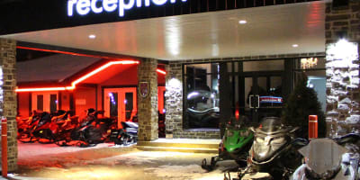 Front of Hotel 1212 in winter.