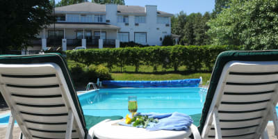 Outdoor pool at the Hôtel au Petit Berger.