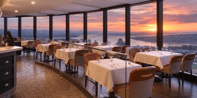 Sunset at the panoramic restaurant. 