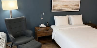 Room with double bed.