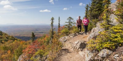 Hiking in the mountains in autumn.