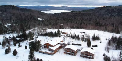 The Grand R in winter, aerial view.