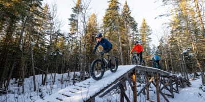 Fatbike in winter at Les Sentiers du Moulin.