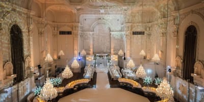 Luxury reception hall for a wedding. 