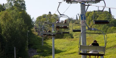 Chairlift in summer at Mont Lac-Vert.