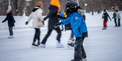 Parc La Fontaine pond skating rink.
